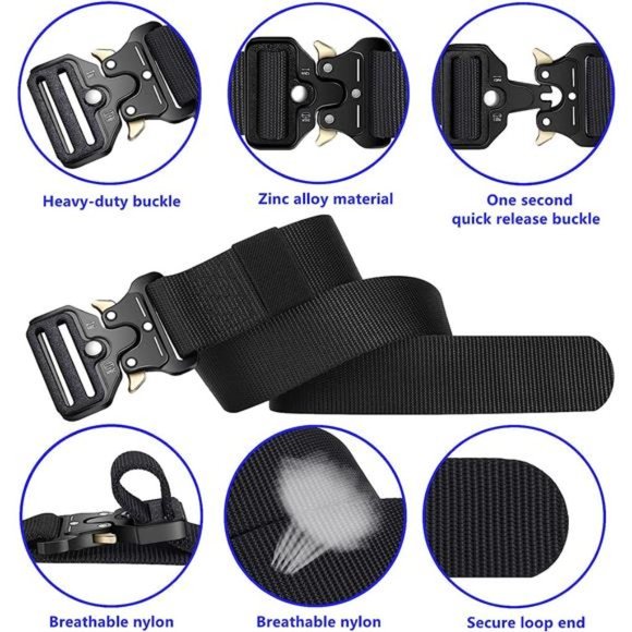 4-Pack Tactical Belt Military Riggers Belts for Men Heavy-Duty Quick-Release - Picture 3 of 6